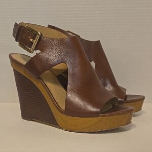 Michael Kors Josephune Cognac Wedge Sandals